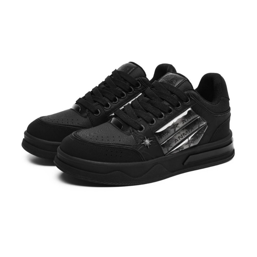 Couple's Black All-match National Fashion Platform Star Pattern Sneakers