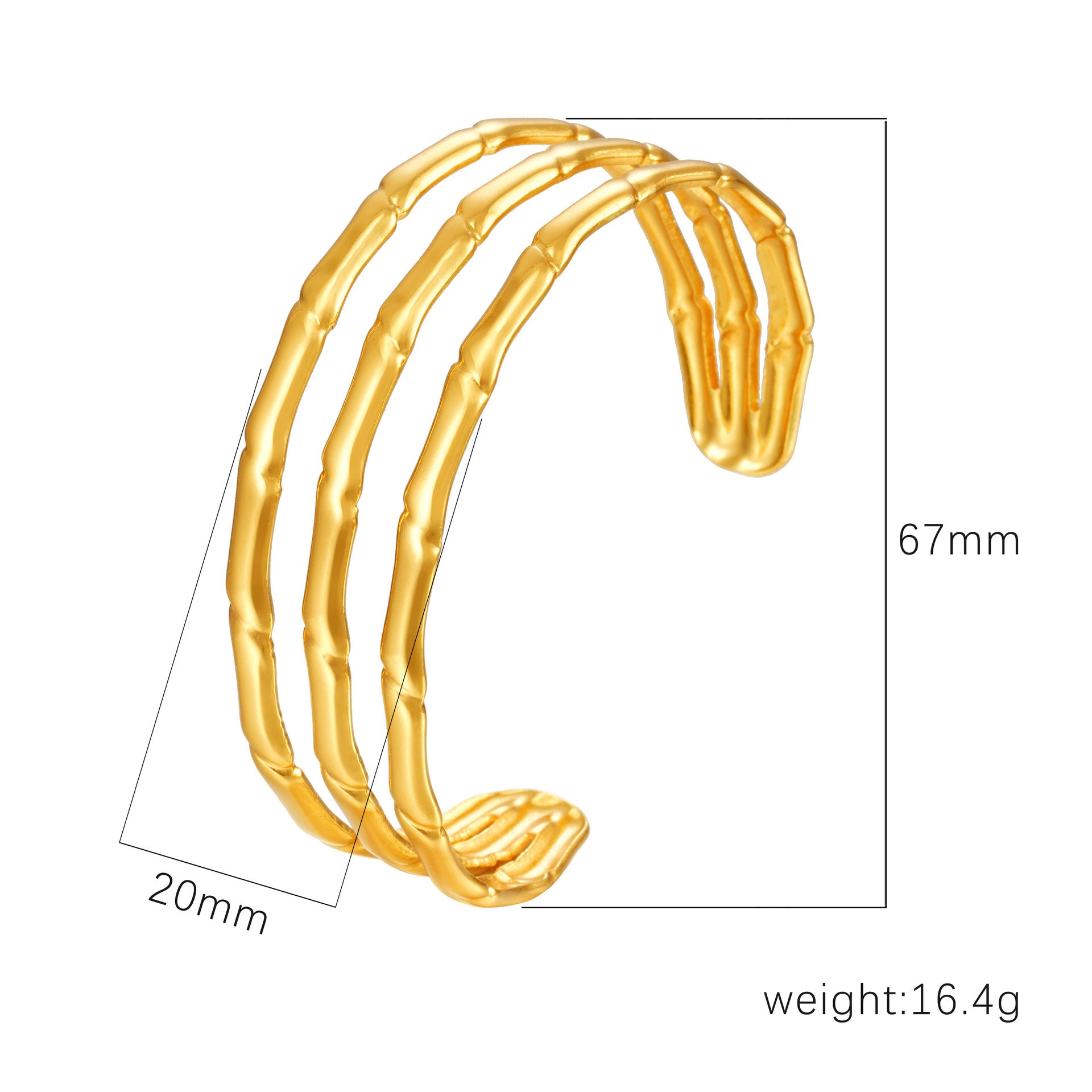 Women's Stainless Steel High-grade C- Shaped Oil Pressure Open-ended Bracelet