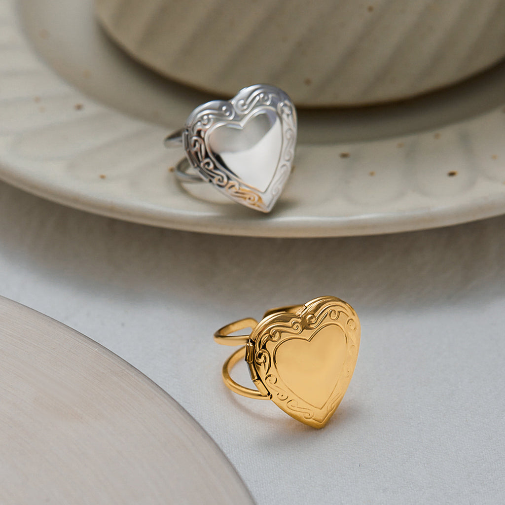 Stainless Steel Love Heart-shaped Ring