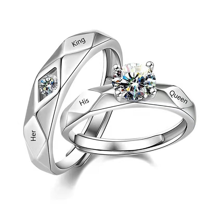 Couple Couple Rings Open Mouth White Gold Plated Men And Women