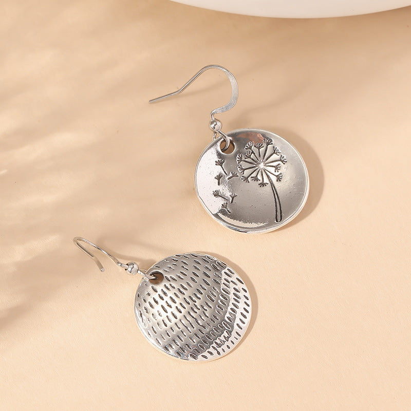 Simple Retro Round Dandelion Earrings