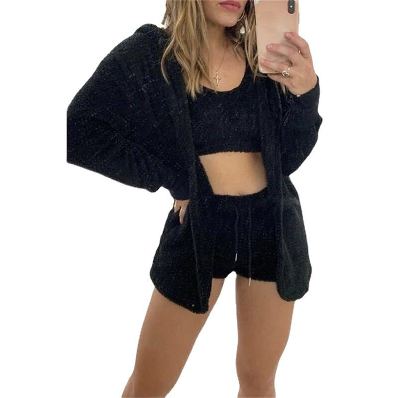 Fashion Casual Three-piece Suit Coat Vest Shorts Sports Suit