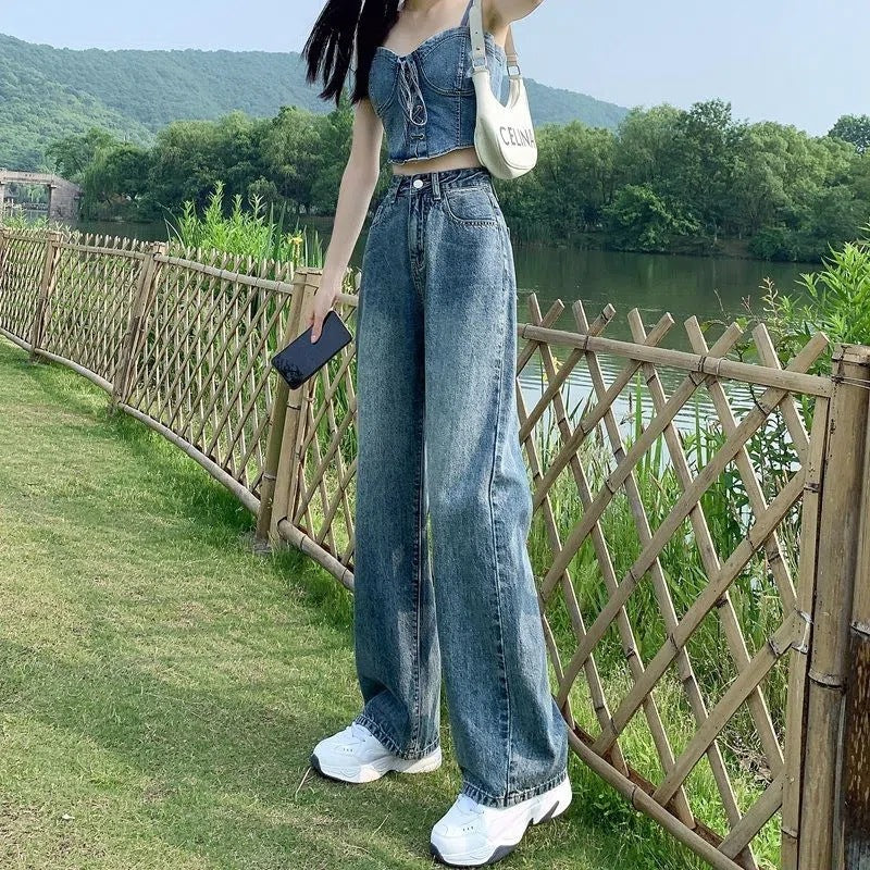 Slim Straight-leg Floor-length Pants Trendy Korean Style Versatile