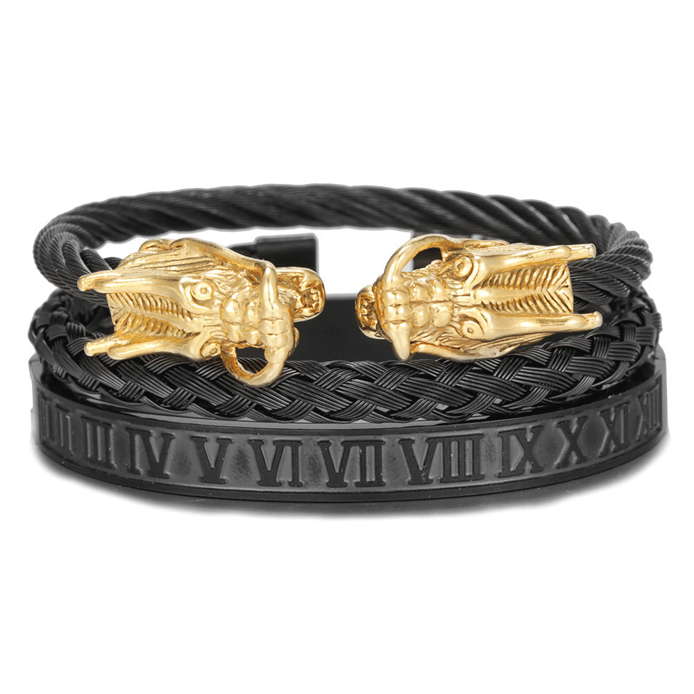 Titanium Steel Bracelet Suit Punk Creative Personality Roman