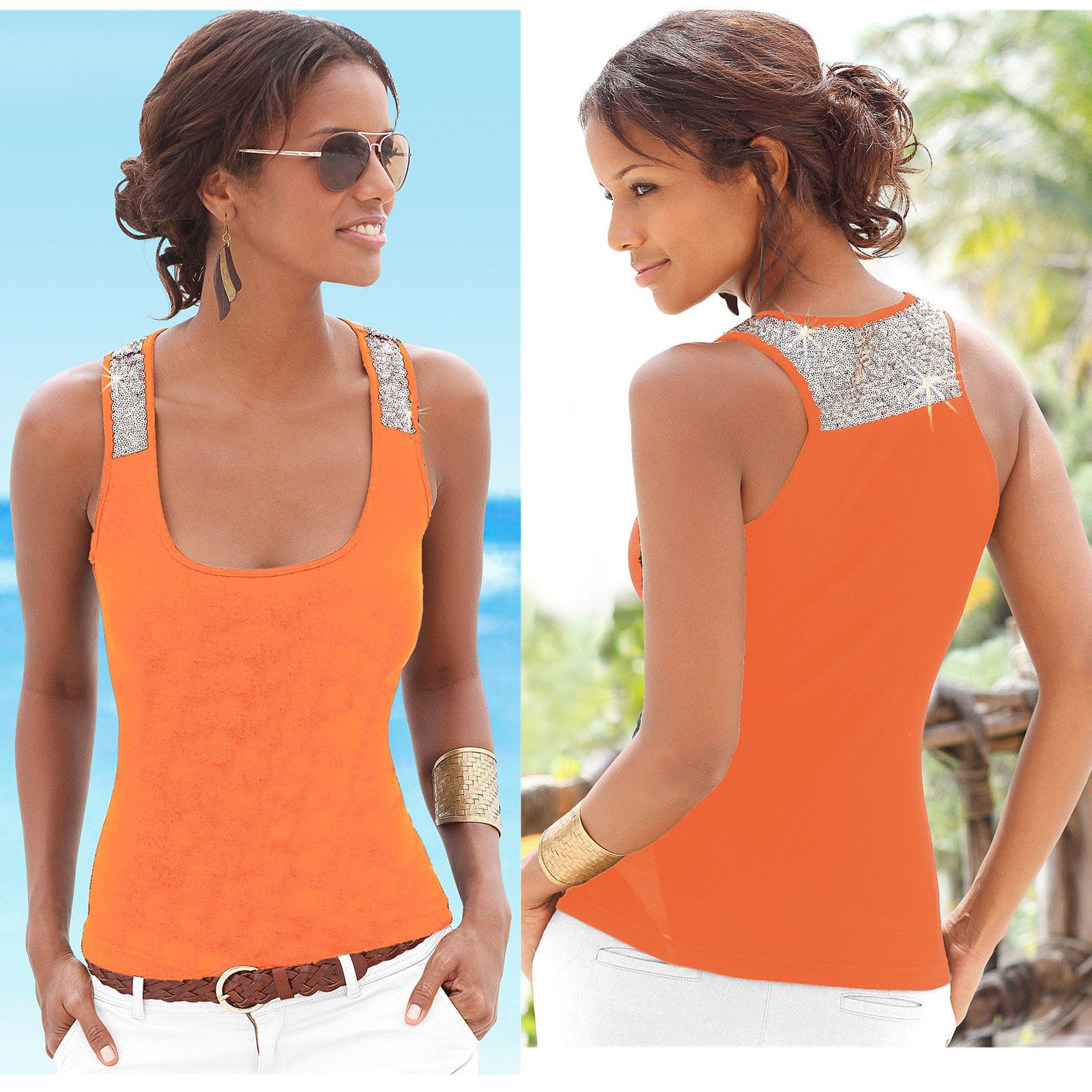 European And American Stitching Milk Silk Square Neck Sleeveless Top Sexy