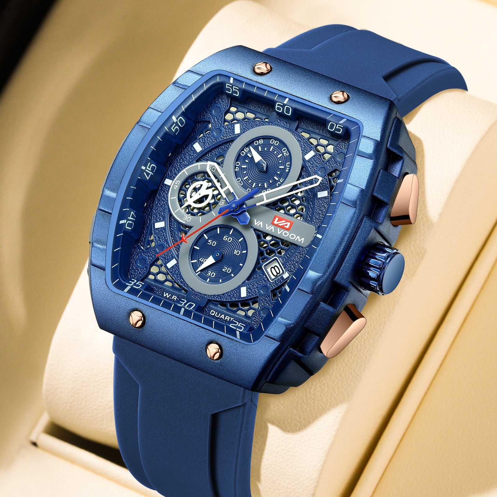 Multifunctional Business Waterproof Calendar Wine Barrel Non-automatic Mechanical Watch