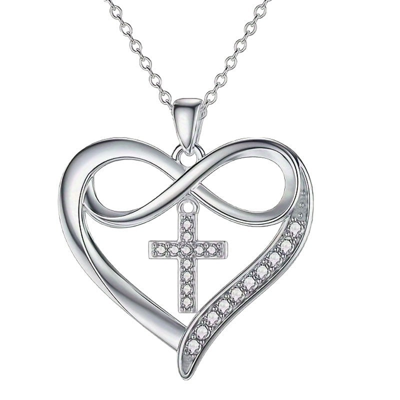 New Simple Style Heart-shaped Cross Necklace