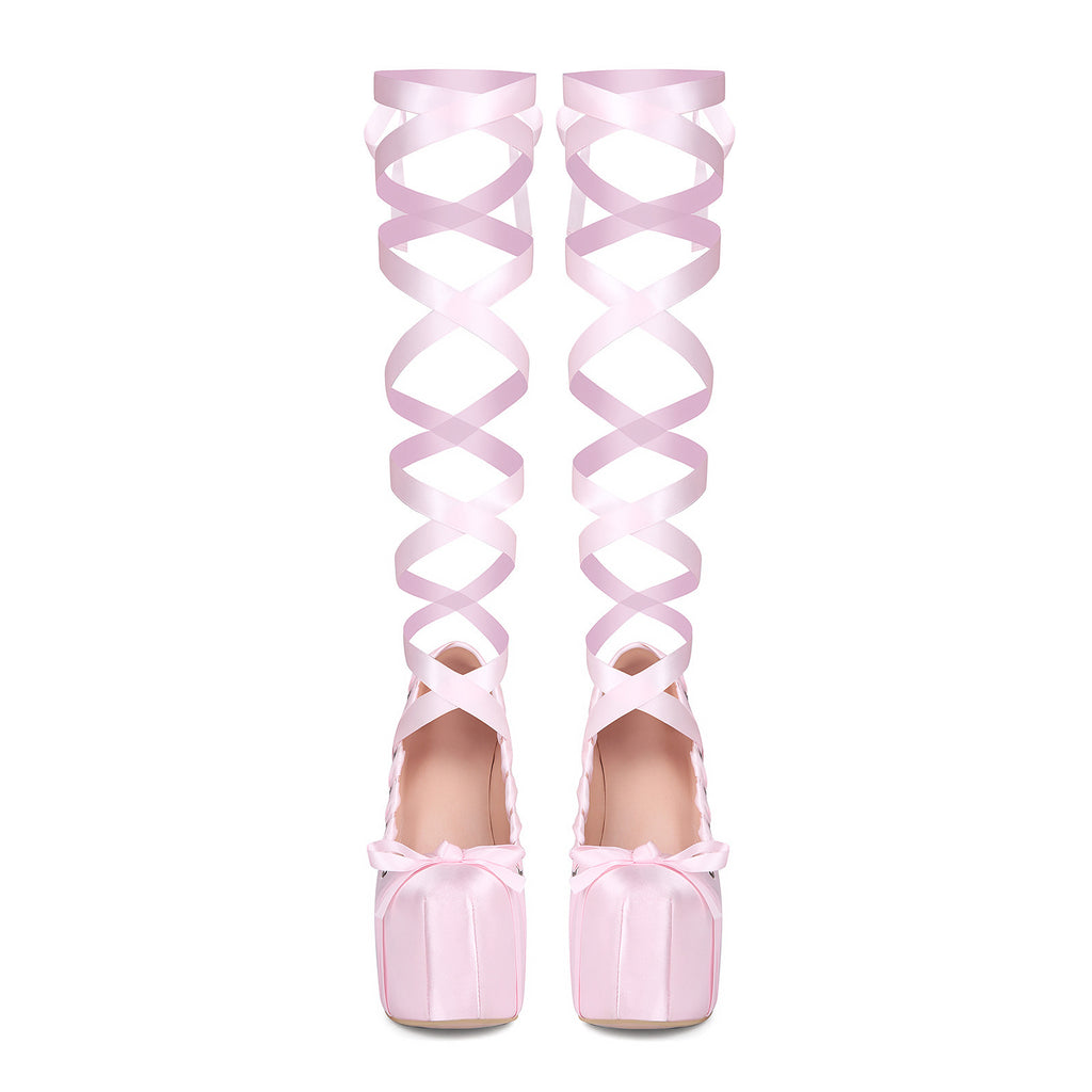 High Heel Lace-up Water Platform Women's Chunky Heels