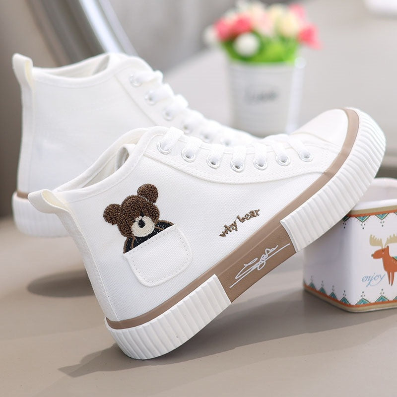Women's Fashion Pocket Bear High Top Shoes