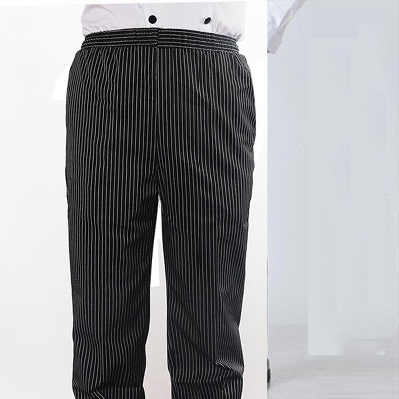 Kitchen Striped Chef's Pants And Dining Room Elastic Pants