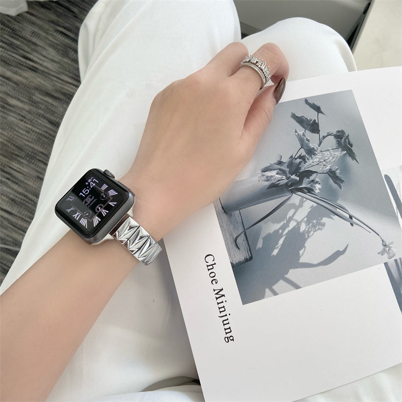 Geometric Pattern Metal Fashion Smart Watch Strap