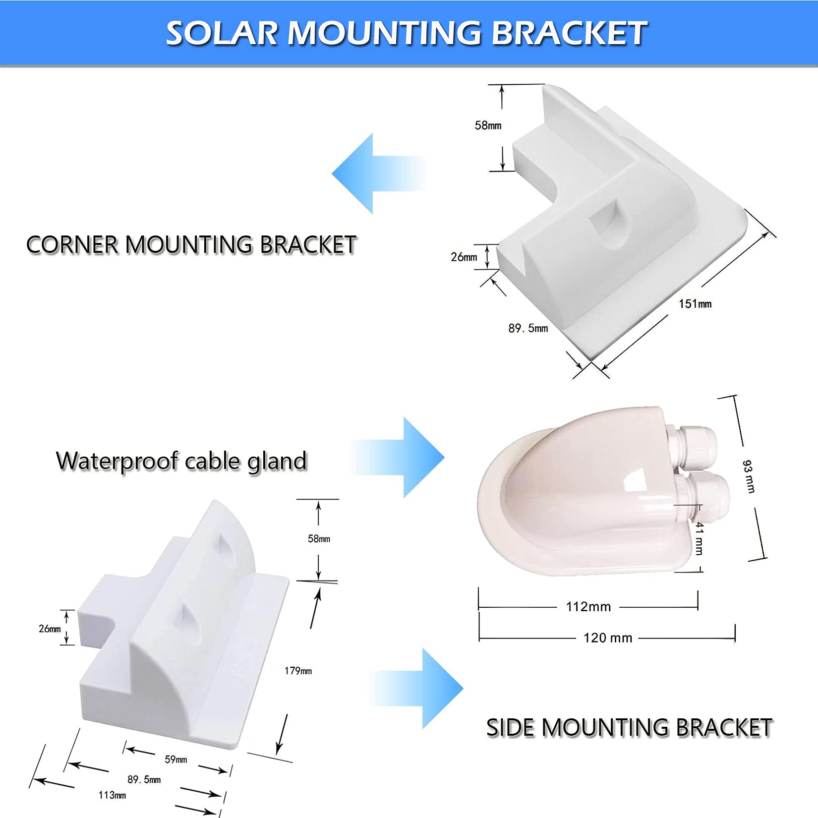 4pcs  Solar Panel Mounting Bracket Kit-Boat Caravan Camper Van RV Roof Mount