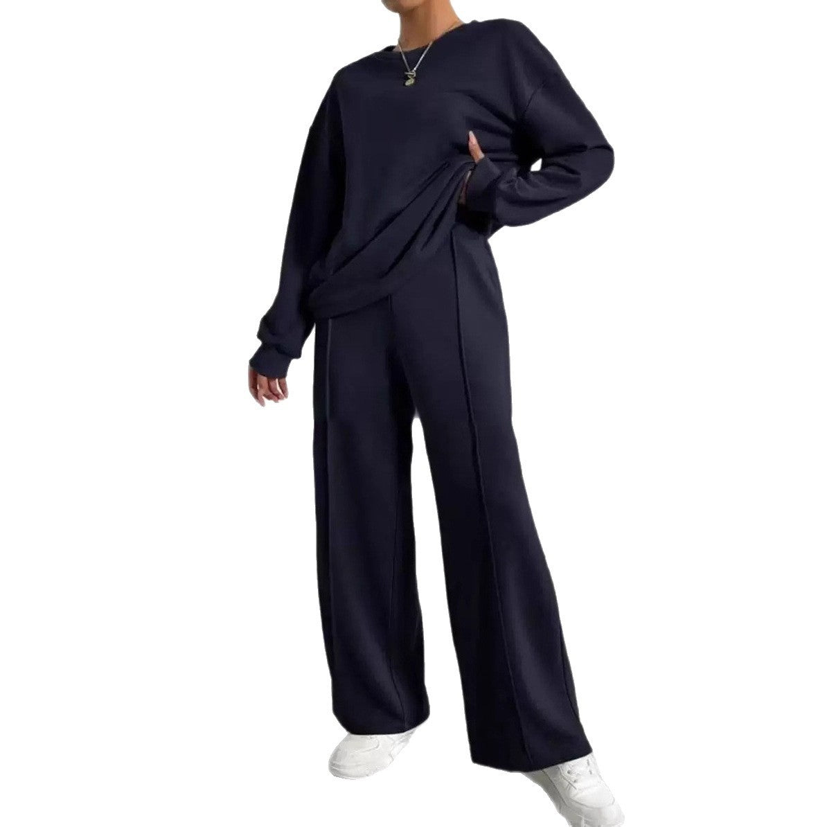 Women's Round Neck Long-sleeved Trousers Temperament Twinset