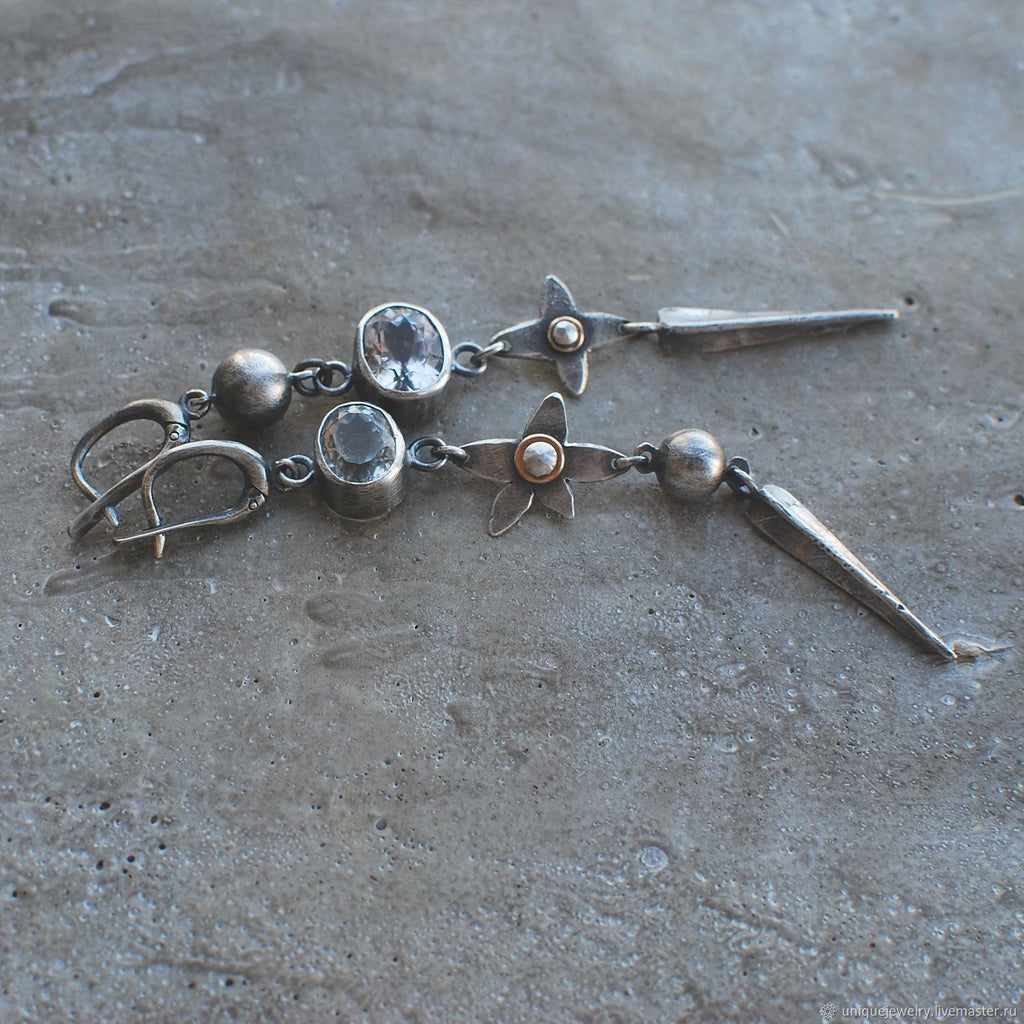 Hesheng New Geometric Ancient Silver-plated Long Rhinestone XINGX Pendant Earrings