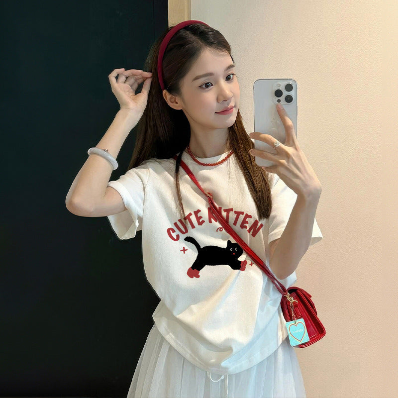 Printed Loose Summer New Short-sleeved T-shirt For Women