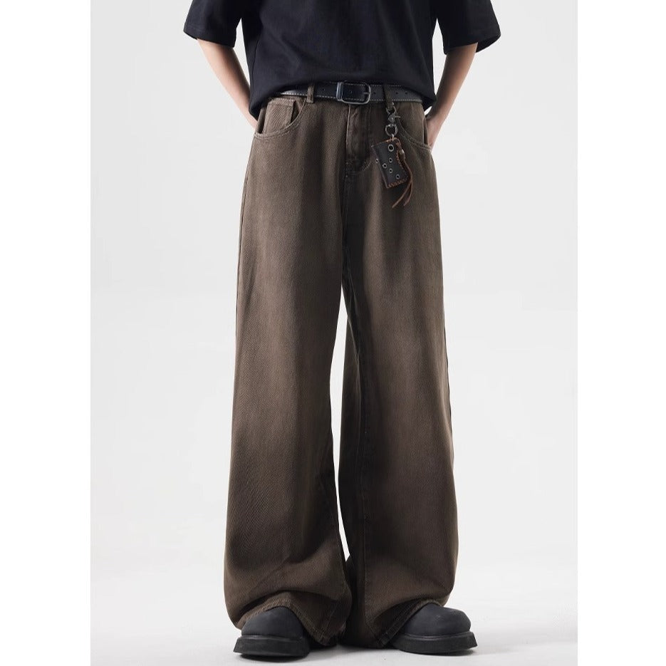 Retro Washed High Straight Loose Jeans