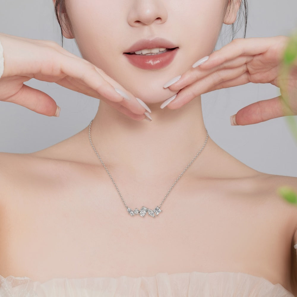 S925 Sterling Silver Necklace Women's Inlaid Zircon Pendant