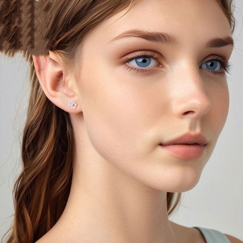 Romantic Fritillary Stud Earrings Sweet Elegant Graceful S925 Sterling Silver