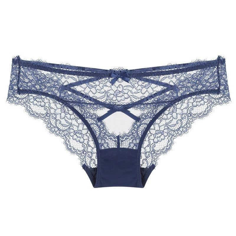 Cross Hollow Girl Transparent Low Waist Women's Briefs Breathable