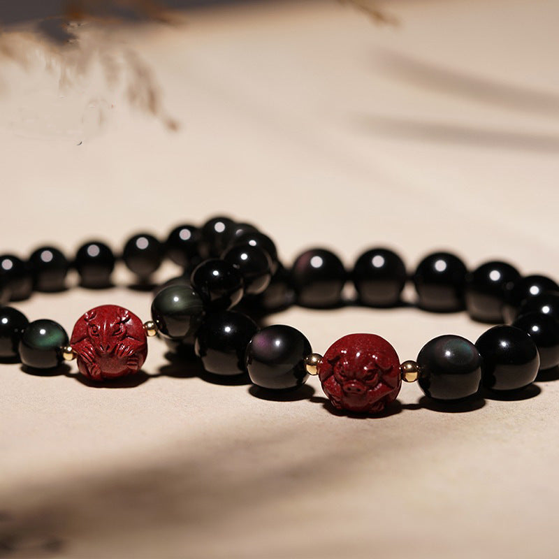 Obsidian Cinnabar Zodiac Bracelet For Women