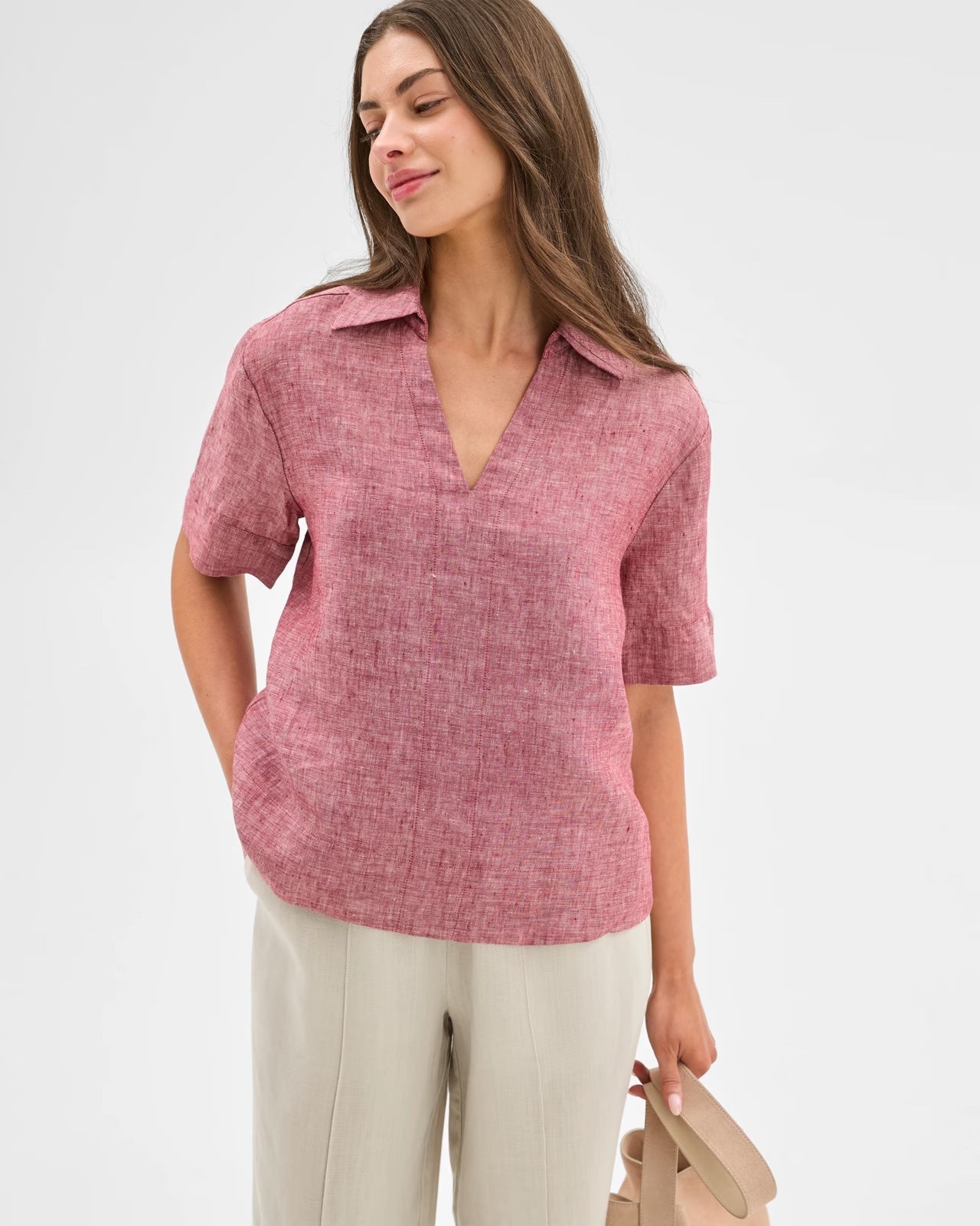 Summer Thin Figure-flattering Casual Faux Linen Top