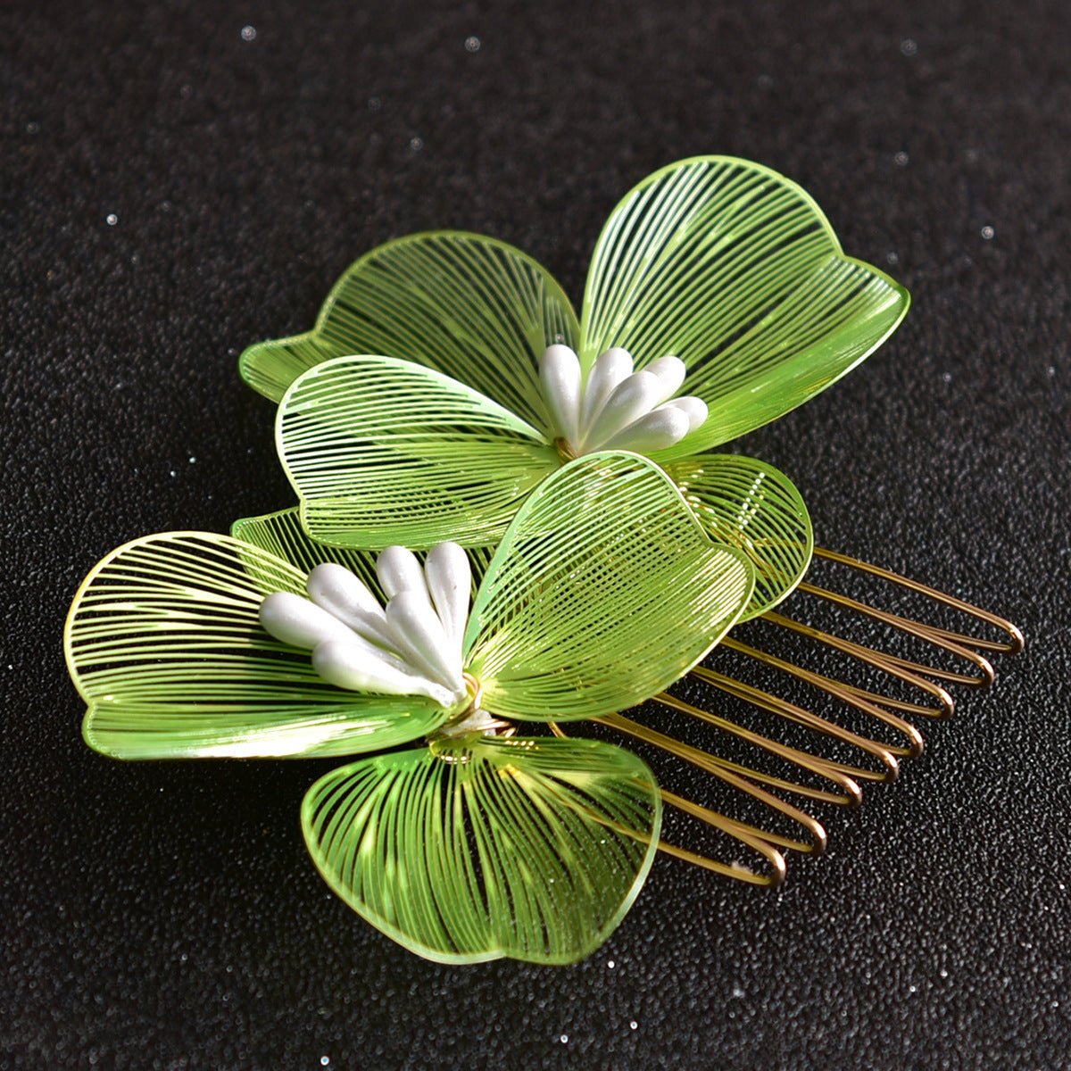 Bridal Headdress Super Fairy Golden Flower Comb