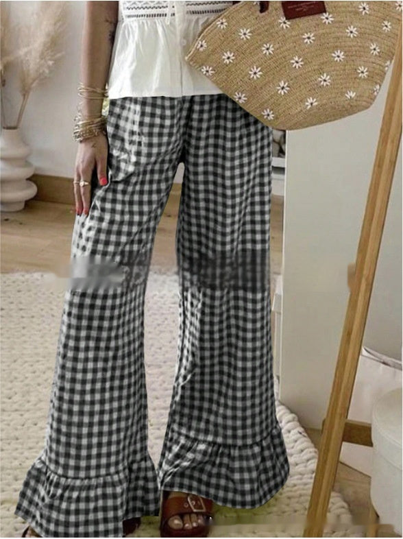 Summer New Two-tone Plaid Women's Casual Pants