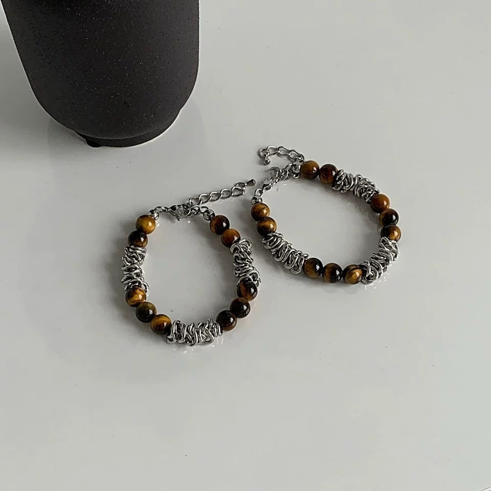 Men's Beaded Titanium Steel Bracelet