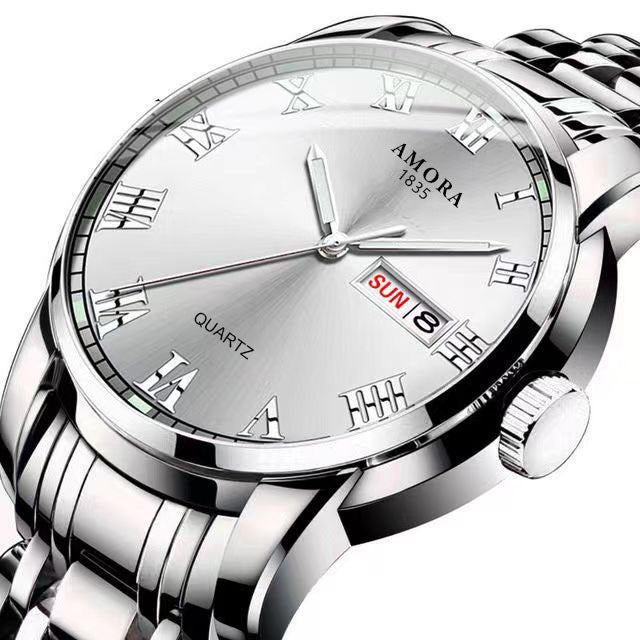 New Men's Watch Steel Belt Quartz Watch Men's Watch Waterproof Luminous