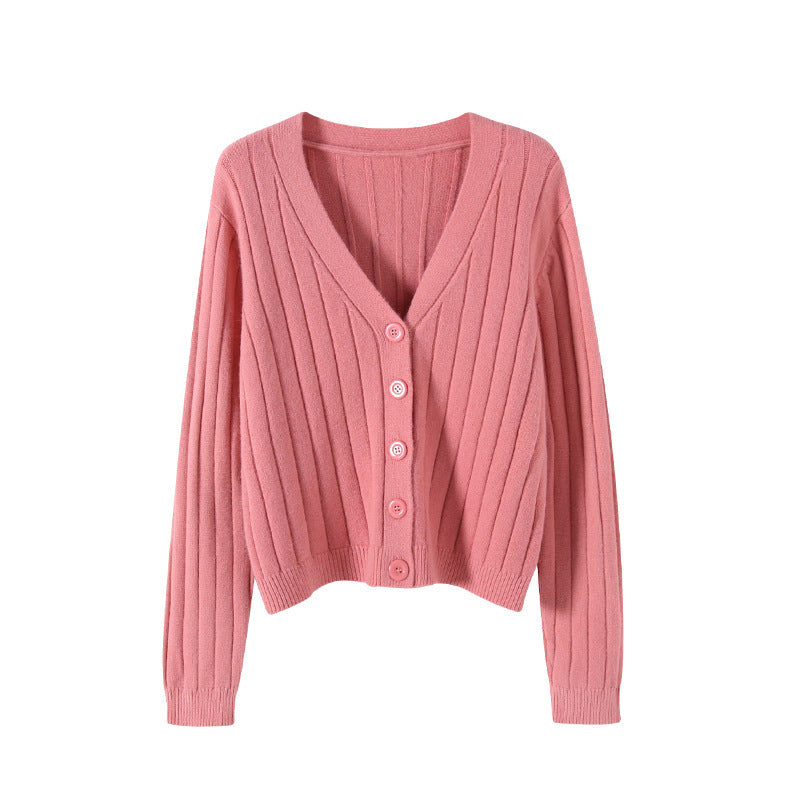 V-neck Sweater Sweater Thin Cardigan Jacket Top For Women