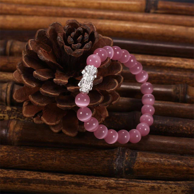 Women's Natural Crystal Stone Powder Cat Eye Bracelet