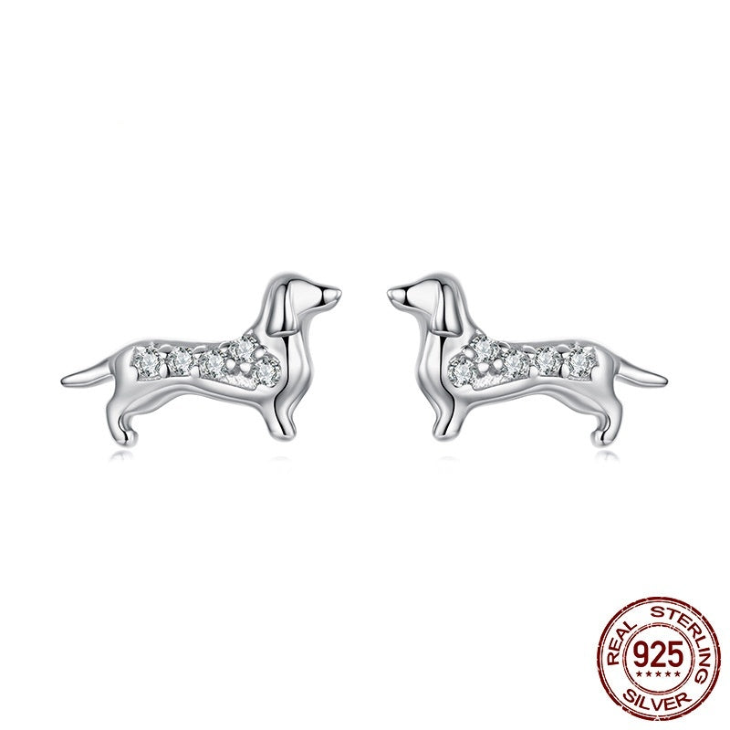 S925 Sterling Silver Sausage Dog Mini Ear Studs