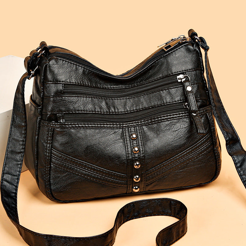 Ladies New High-grade Soft Leather Messenger Bag Vintage Leather