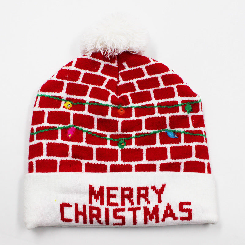 Holiday Party Christmas LED Luminous Knitted Jacquard Knitted Hat
