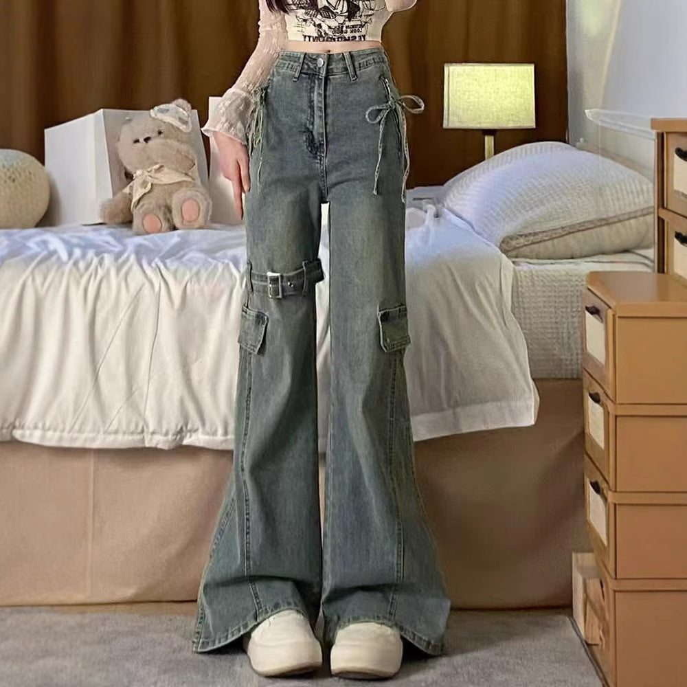 Womens Retro Flared Denim Jeans