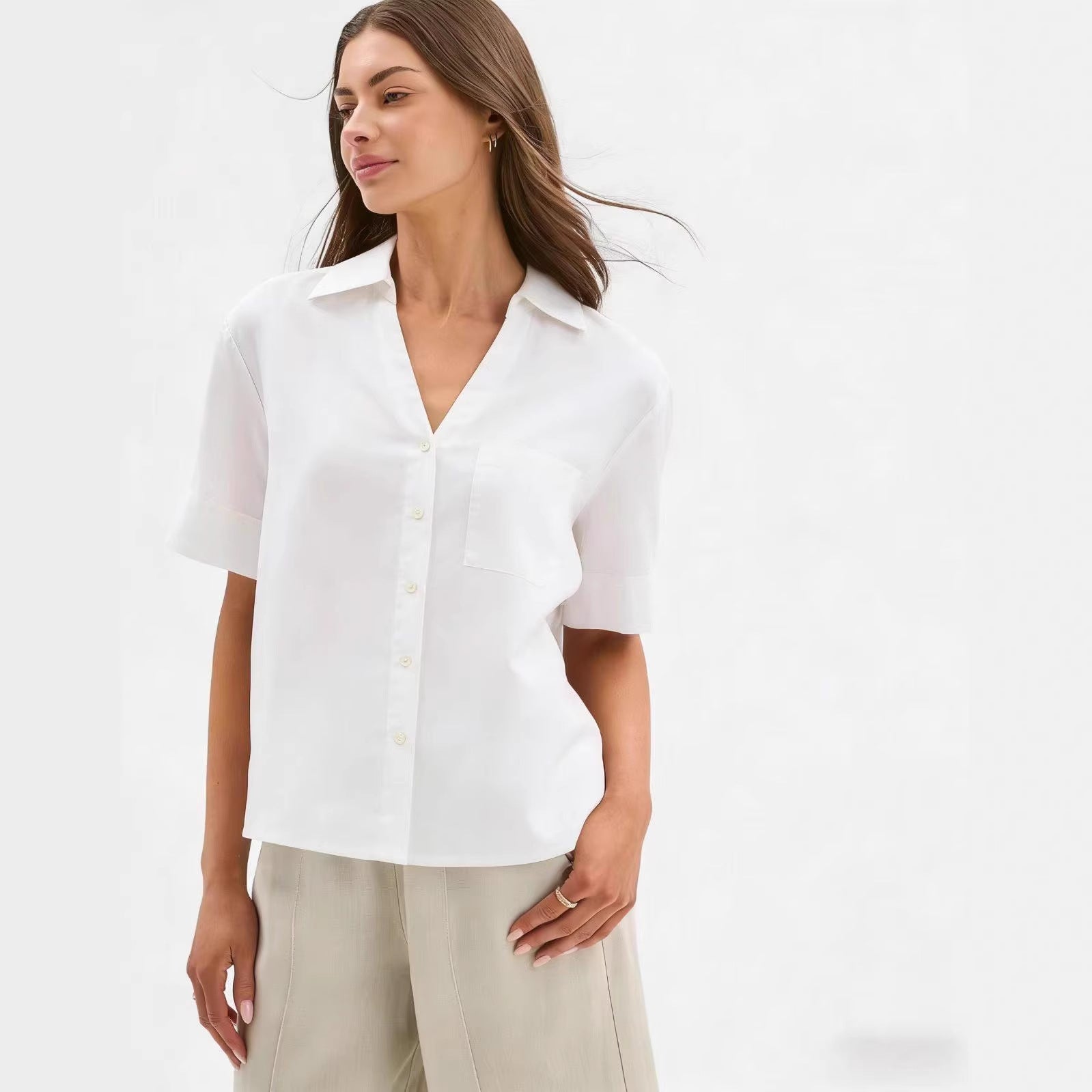Summer Thin Figure-flattering Casual Faux Linen Top