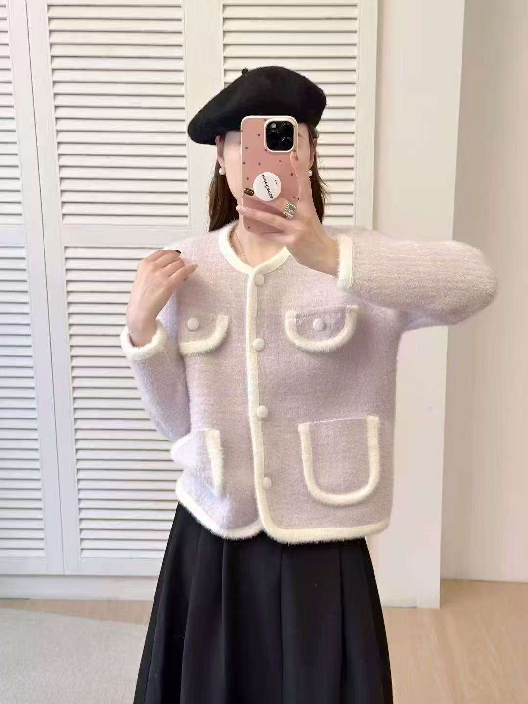 AutumnWinter New Arrival French Chic Mink Fur High-End Elegant Knitted Cardigan