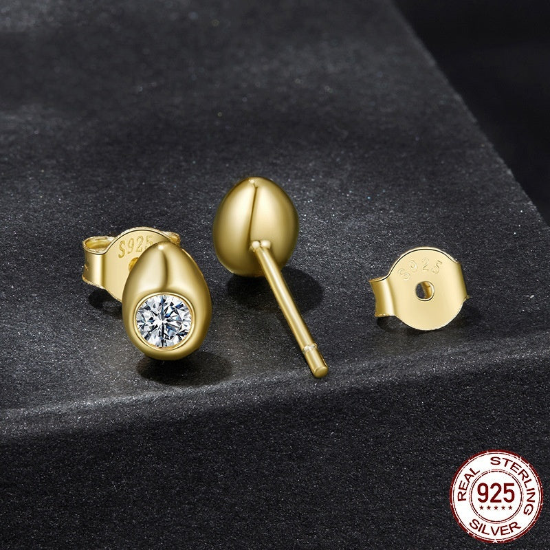 Water Drop Moissanite Stud Earrings Simple Advanced Texture S925 Sterling Silver