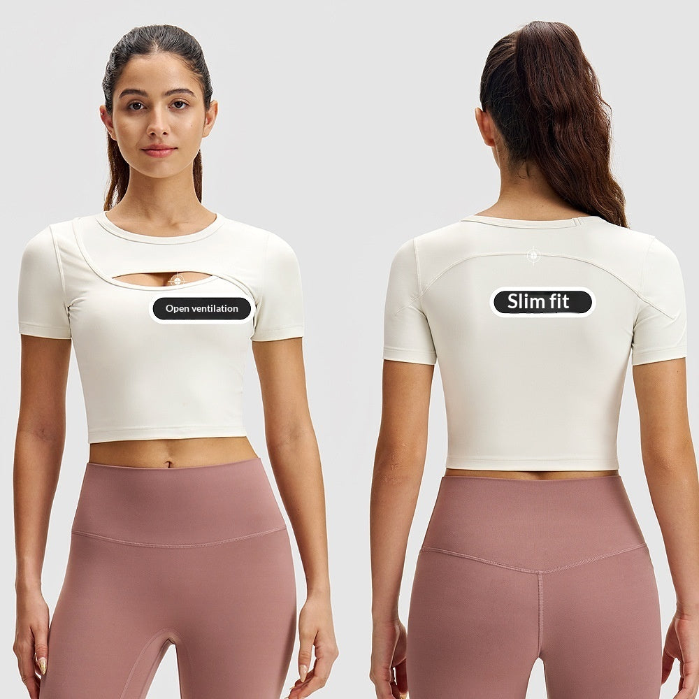 Women's Athletic Short-sleeve Yoga Outfit Outdoor T-shirt Front