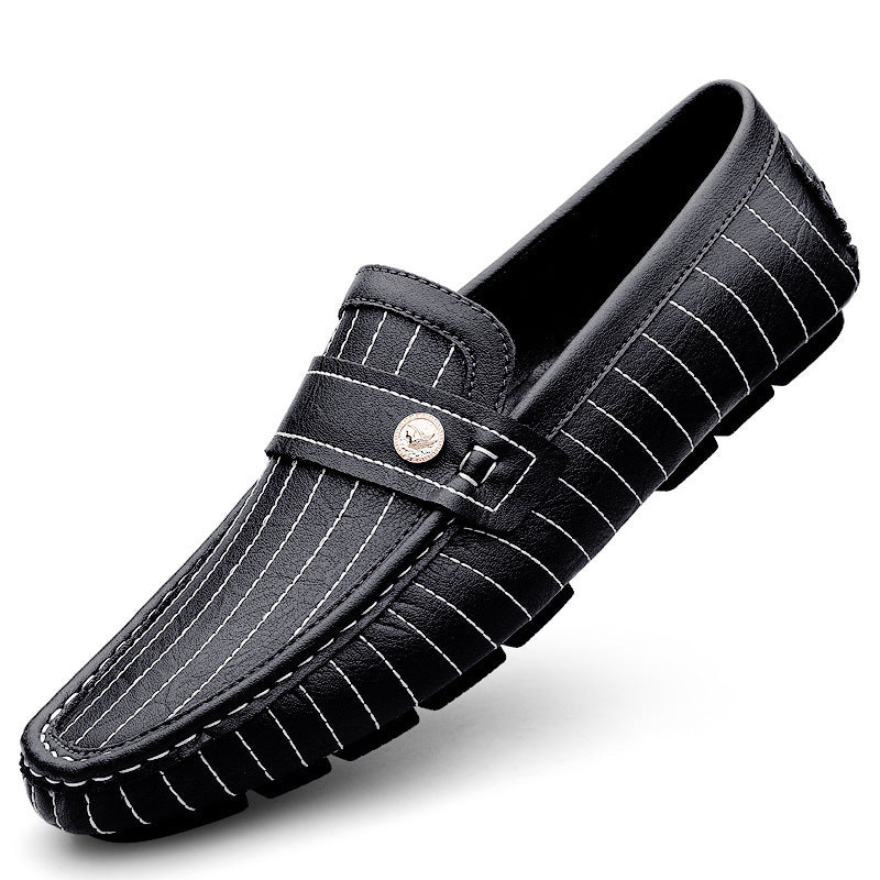 Breathable British Style Black Men's Casual Leather Shoes