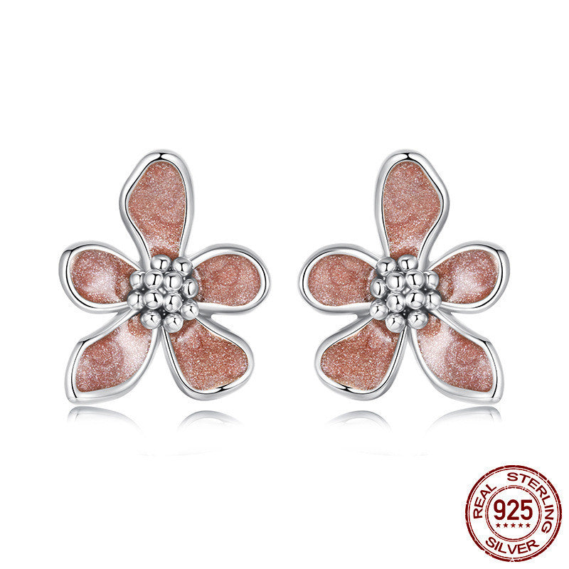 S925 Sterling Silver Autumn Flower Ear Studs