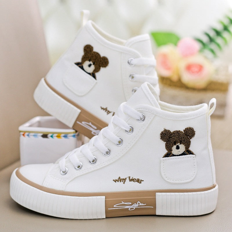 Women's Fashion Pocket Bear High Top Shoes