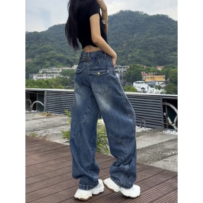 Retro Baguette Banana Pants Figure-flattering Denim Jeans For Women