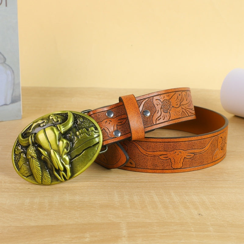 Belt Cow Head Buckle Men