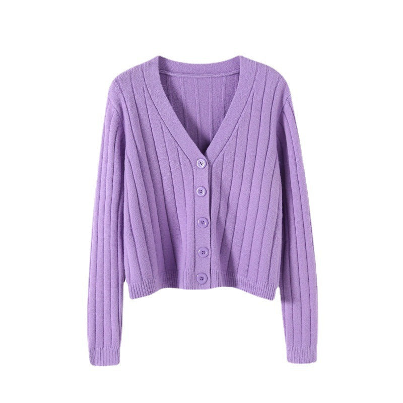 V-neck Sweater Sweater Thin Cardigan Jacket Top For Women