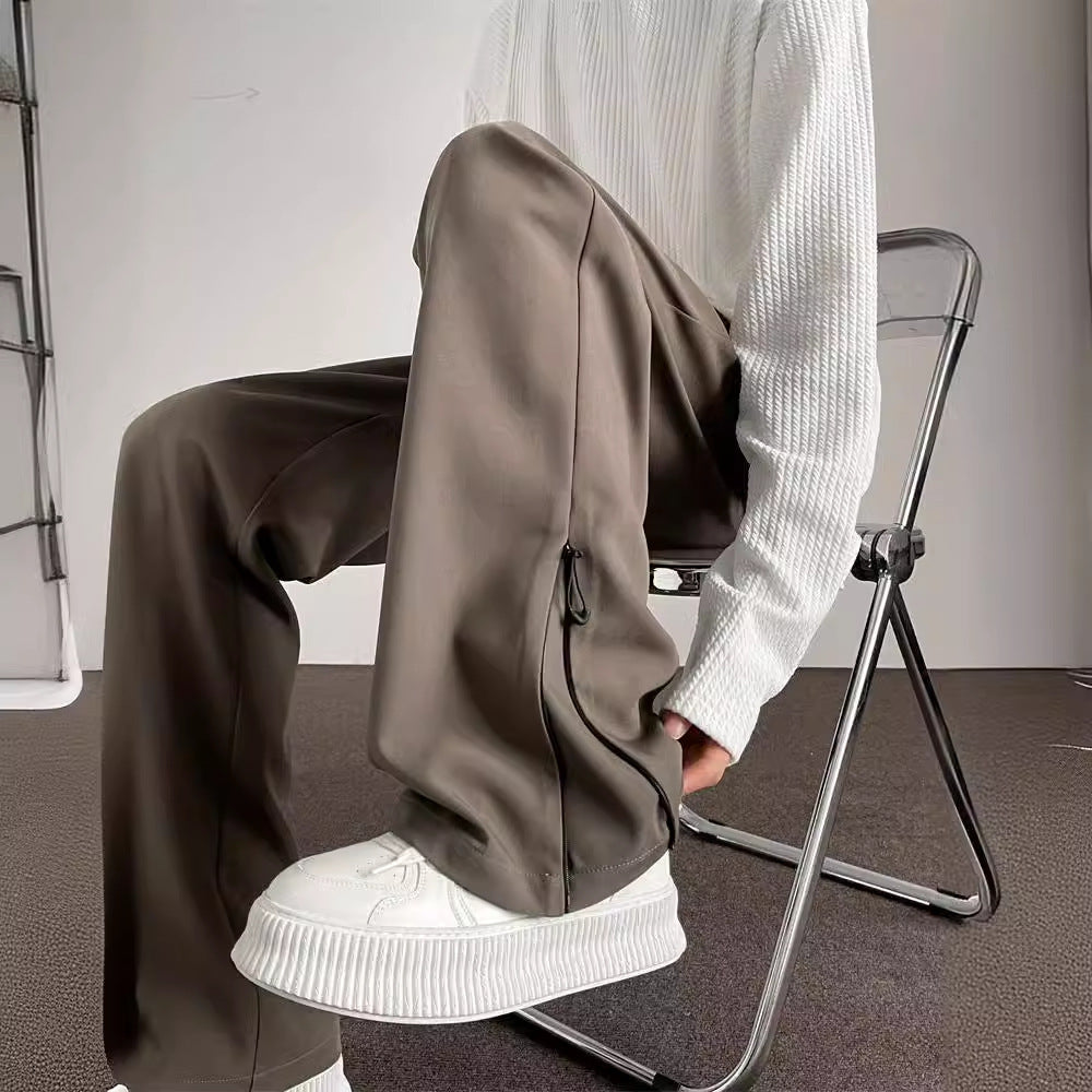 Straight Casual Draping Effect High-grade Men's Pants