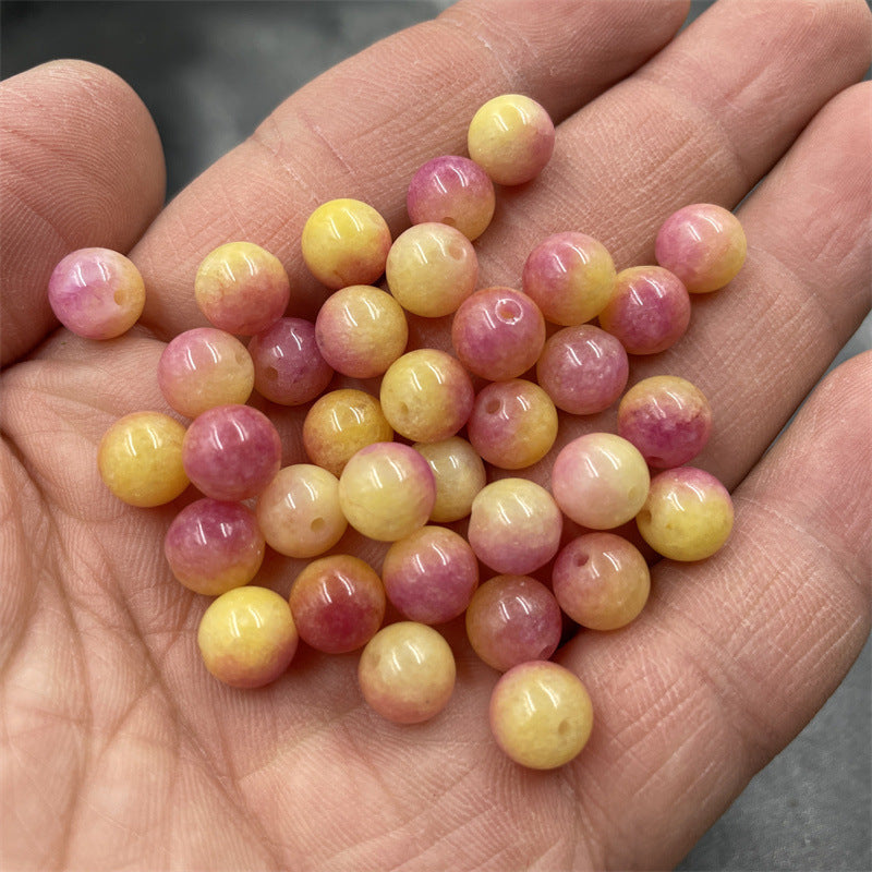DIY Ornament Accessories 8mm Yellow Jade Loose Round Beads
