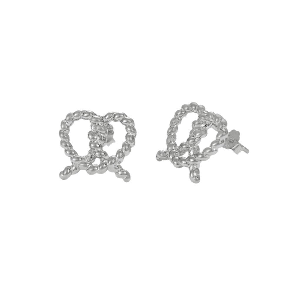 S925 Sterling Silver Stud Earrings Love Twist Cross-knotted Women