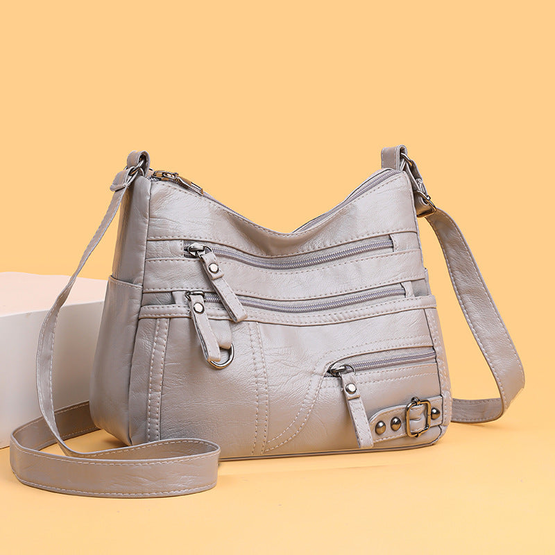 Korean Style Multi-pocket PU Soft Leather Bag