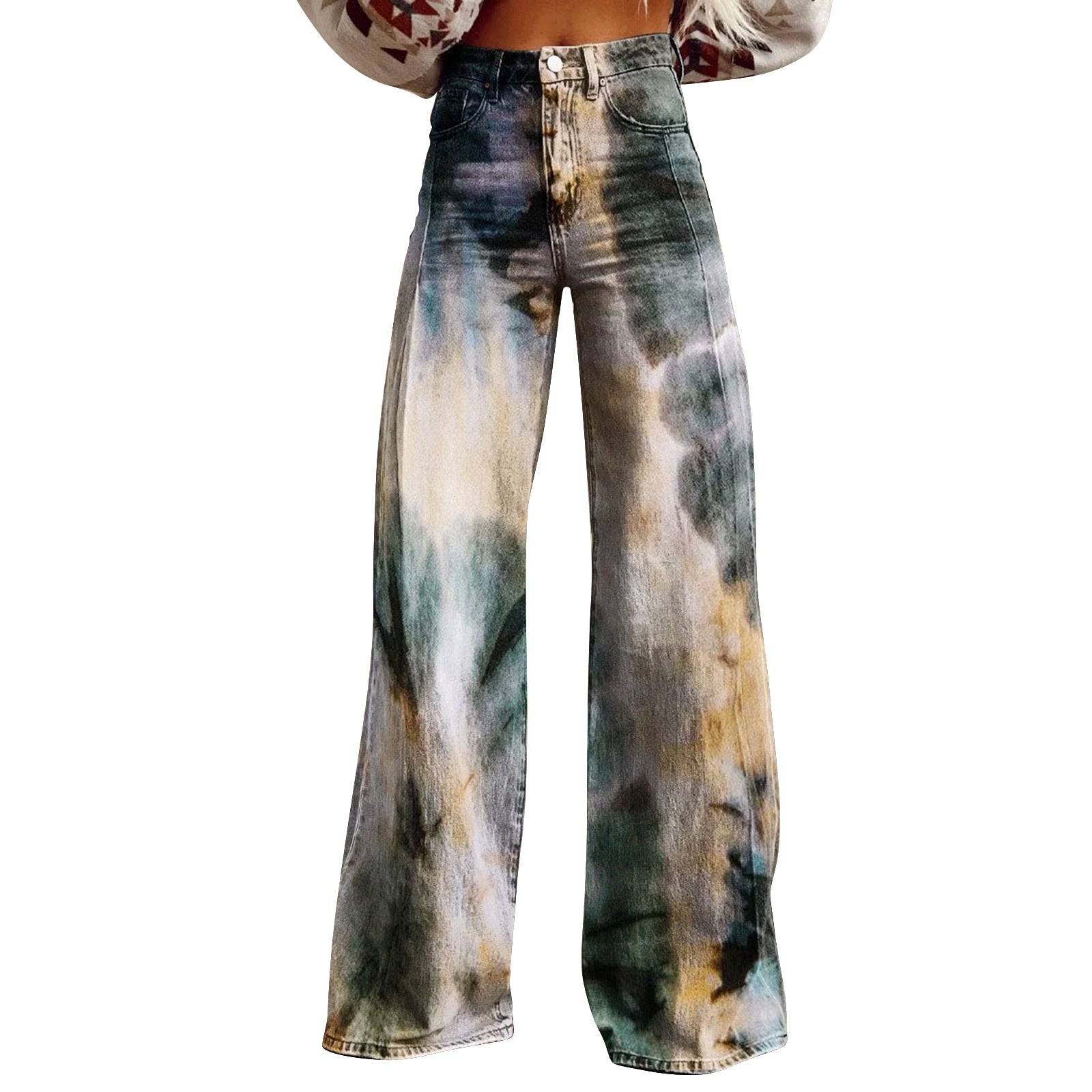 Trendy Flared Denim Jeans Made From Pure Cotton For Women